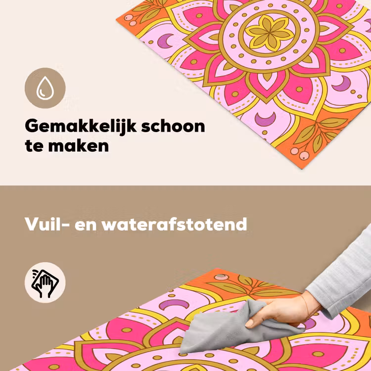 Patroon - Bloemmotief - Decoratie - Abstract - Roze Inductie beschemer met haakjes klein -ky-schoon-nl