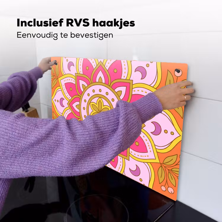 Patroon - Bloemmotief - Decoratie - Abstract - Roze Inductie beschemer met haakjes klein -ky-ophangen-nl