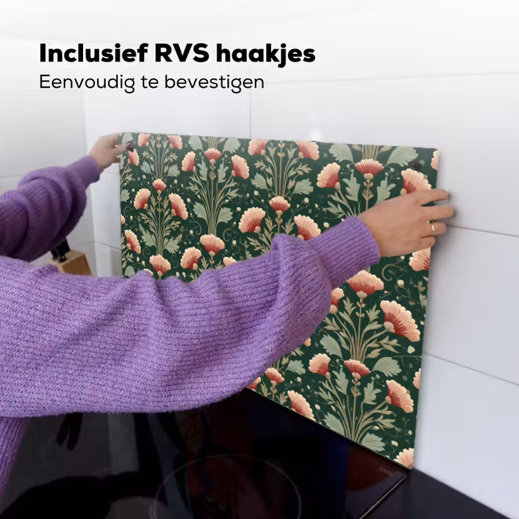 Patroon - Botanisch - Kleurrijk Inductie beschemer met haakjes klein 777 -ky-ophangen-nl