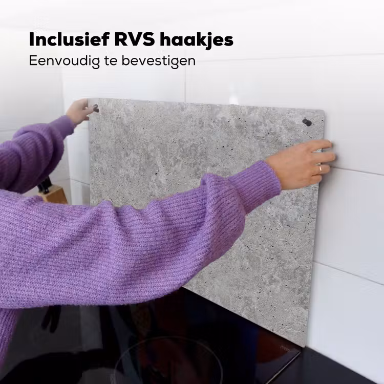Patroon - Cement - Beton Inductie beschemer met haakjes klein 777 -ky-ophangen-nl