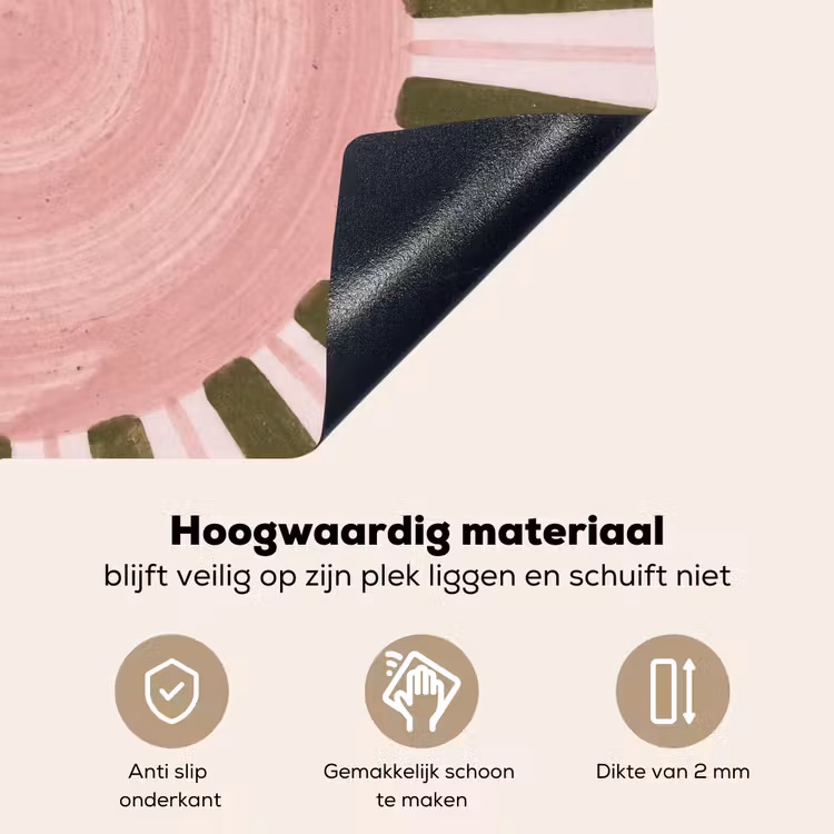 Patroon - Cirkel - Stralen - Abstract - Roze Inductie beschemer met haakjes klein -ky-onderkant-nl