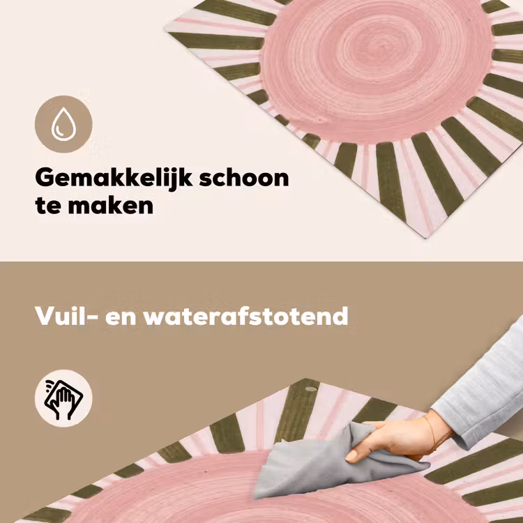 Patroon - Cirkel - Stralen - Abstract - Roze Inductie beschemer met haakjes klein -ky-schoon-nl