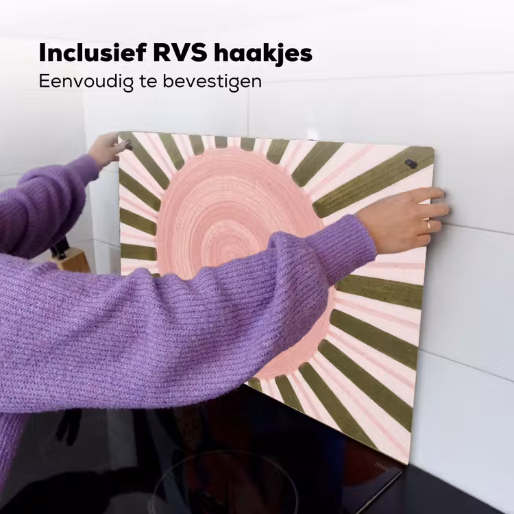 Patroon - Cirkel - Stralen - Abstract - Roze Inductie beschemer met haakjes klein -ky-ophangen-nl