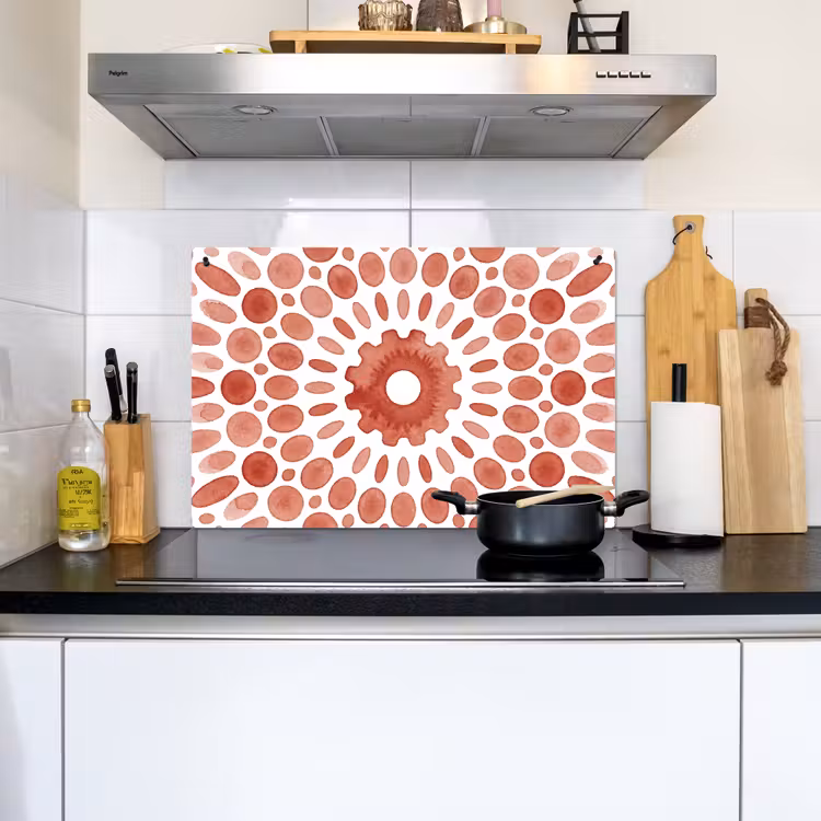 Patroon - Cirkels - Abstract - Modern - Rood Inductie beschemer met haakjes klein -sfeer2