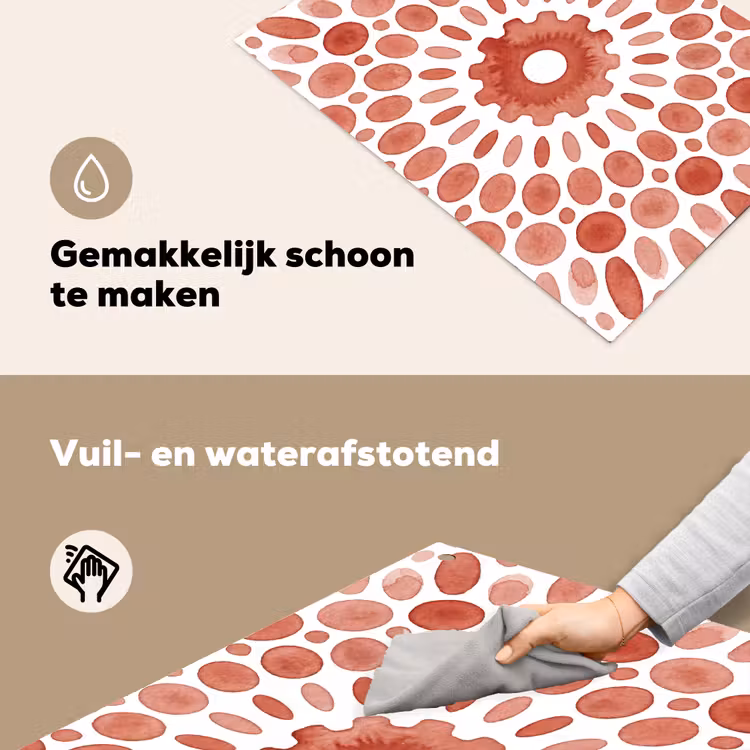 Patroon - Cirkels - Abstract - Modern - Rood Inductie beschemer met haakjes klein -ky-schoon-nl