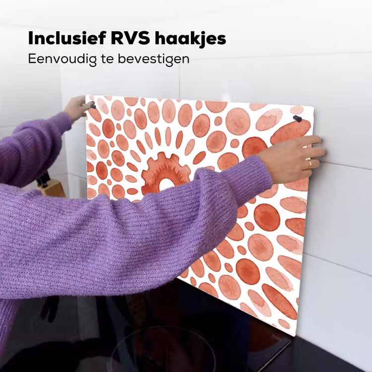 Patroon - Cirkels - Abstract - Modern - Rood Inductie beschemer met haakjes klein -ky-ophangen-nl