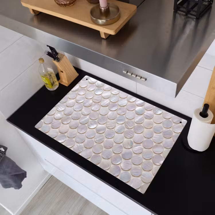 Patroon - Cirkels - Abstract - Modern - Wit Inductie beschemer met haakjes klein -sfeer1