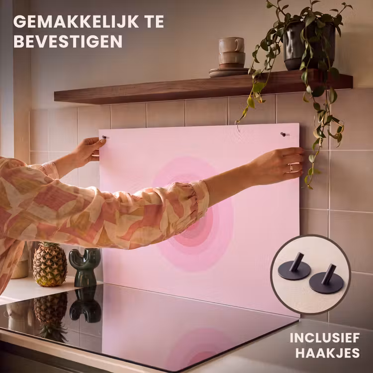 Patroon - Cirkels - Abstract - Roze - Modern Inductie beschemer met haakjes klein -ky-ophangen-nl