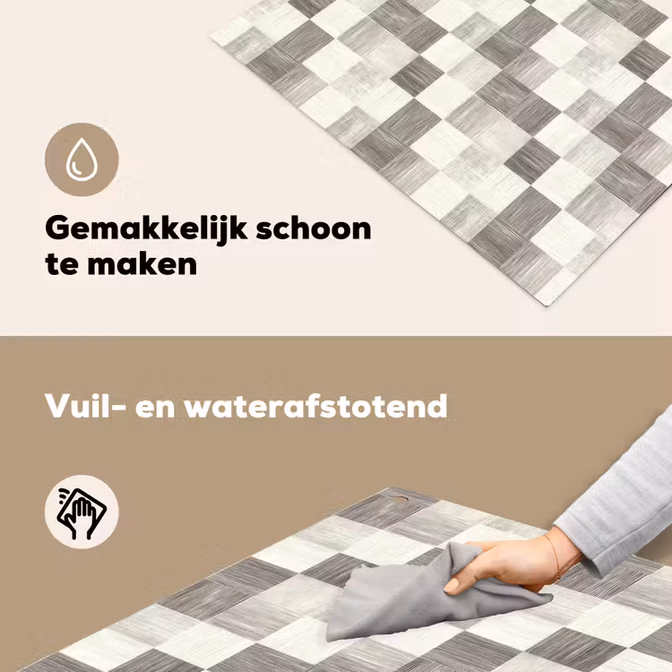 Patroon - Dambord - Houtnerf Inductie beschemer met haakjes klein 777 -ky-schoon-nl