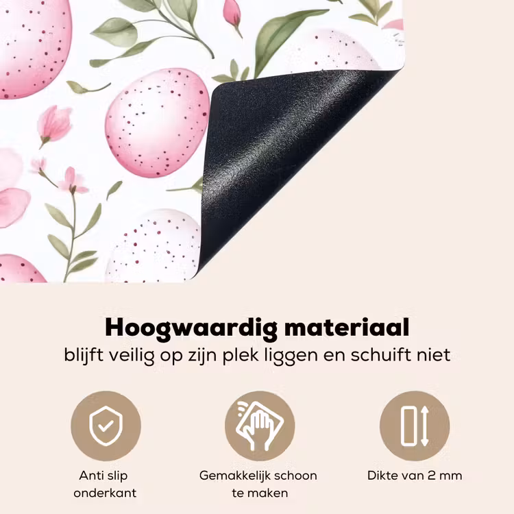 Patroon - Eieren - Roze - Pasen Inductie beschemer met haakjes klein -ky-onderkant-nl