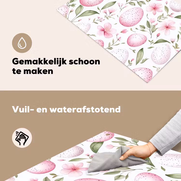 Patroon - Eieren - Roze - Pasen Inductie beschemer met haakjes klein -ky-schoon-nl