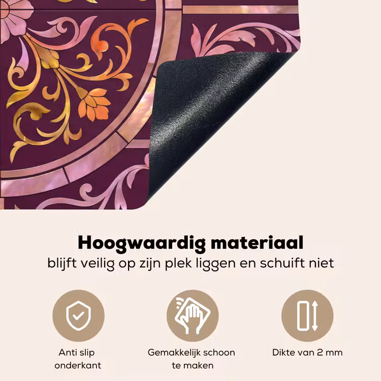 Patroon - Floraal - Oosters - Paars - Goud Inductie beschemer met haakjes klein -ky-onderkant-nl