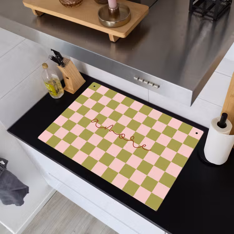 Patroon - Geblokt - Olijfgroen - Amore Inductie beschemer met haakjes klein -sfeer1