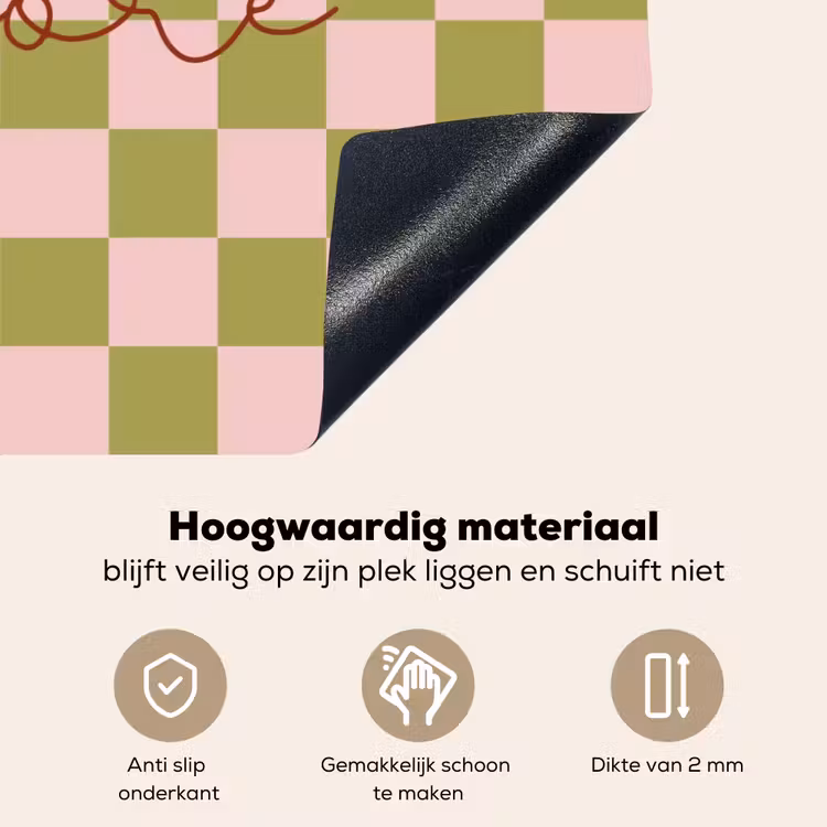Patroon - Geblokt - Olijfgroen - Amore Inductie beschemer met haakjes klein -ky-onderkant-nl