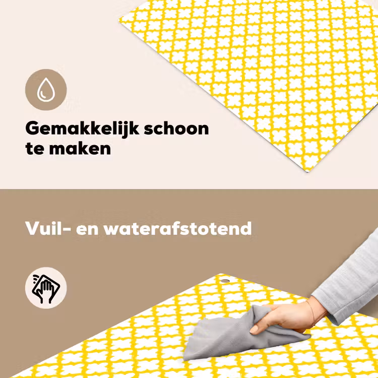 Patroon - Geometrisch - Klassiek - Geel Inductie beschemer met haakjes klein 777 -ky-schoon-nl
