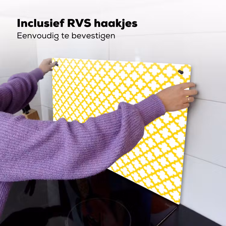 Patroon - Geometrisch - Klassiek - Geel Inductie beschemer met haakjes klein 777 -ky-ophangen-nl