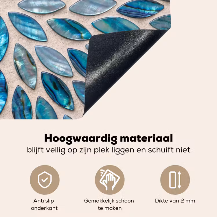 Patroon - Glans - Abstract - Blauw - Decoratie Inductie beschemer met haakjes klein -ky-onderkant-nl