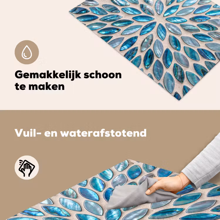 Patroon - Glans - Abstract - Blauw - Decoratie Inductie beschemer met haakjes klein -ky-schoon-nl