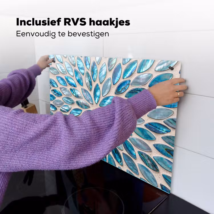 Patroon - Glans - Abstract - Blauw - Decoratie Inductie beschemer met haakjes klein -ky-ophangen-nl