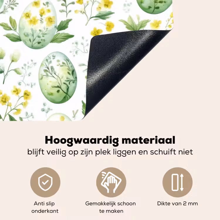 Patroon - Groen - Eieren Inductie beschemer met haakjes klein -ky-onderkant-nl