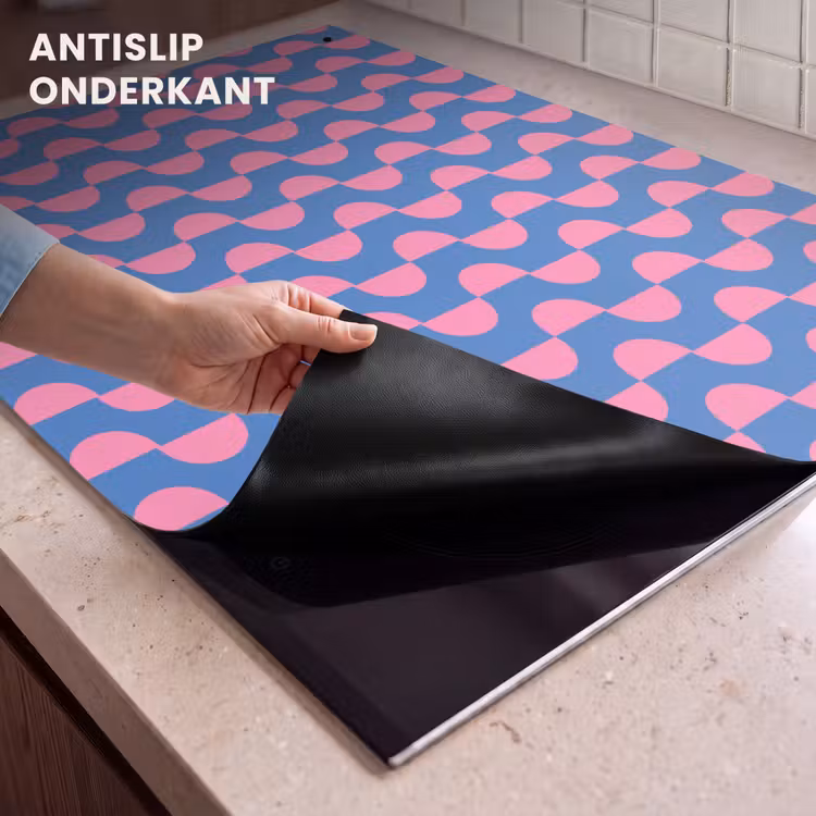 Patroon - Halve cirkels - Abstract - Modern - Roze - Blauw Inductie beschemer met haakjes klein -ky-onderkant-nl