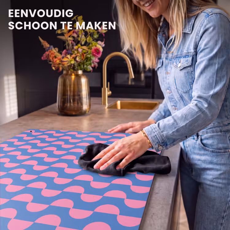 Patroon - Halve cirkels - Abstract - Modern - Roze - Blauw Inductie beschemer met haakjes klein -ky-schoon-nl