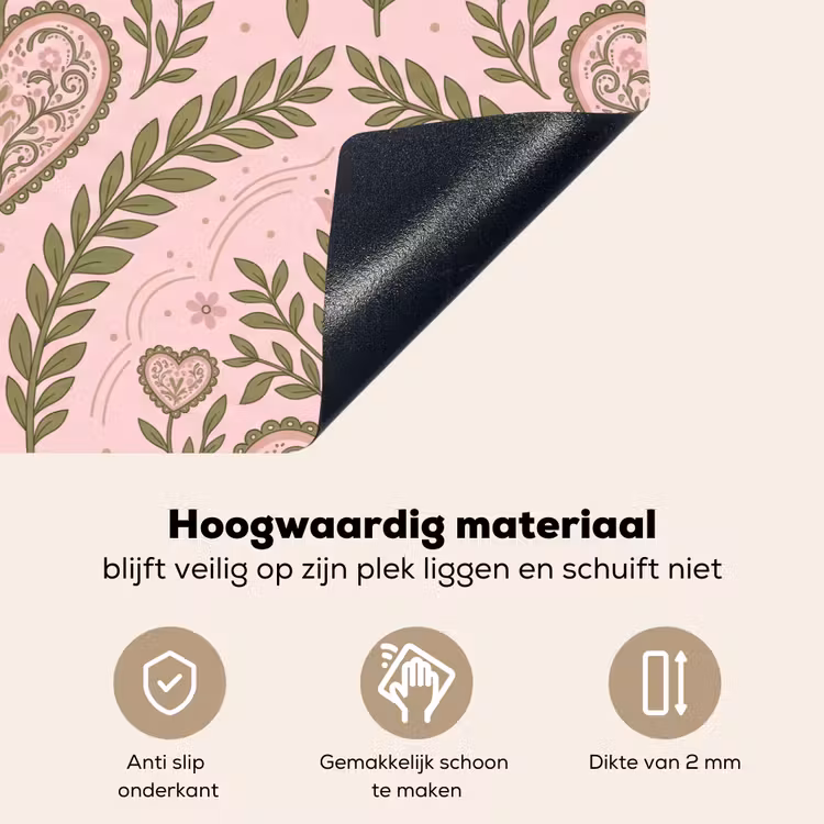 Patroon - Hart - Bloemen - Folkloristisch - Roze Inductie beschemer met haakjes klein -ky-onderkant-nl
