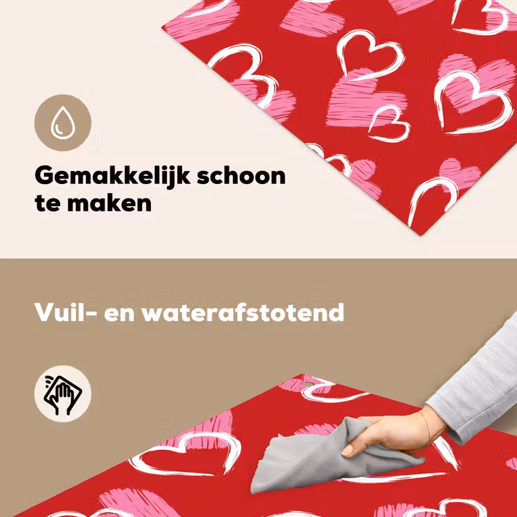 Patroon - Hartjes - Roze - Valentijn Inductie beschemer met haakjes klein -ky-schoon-nl