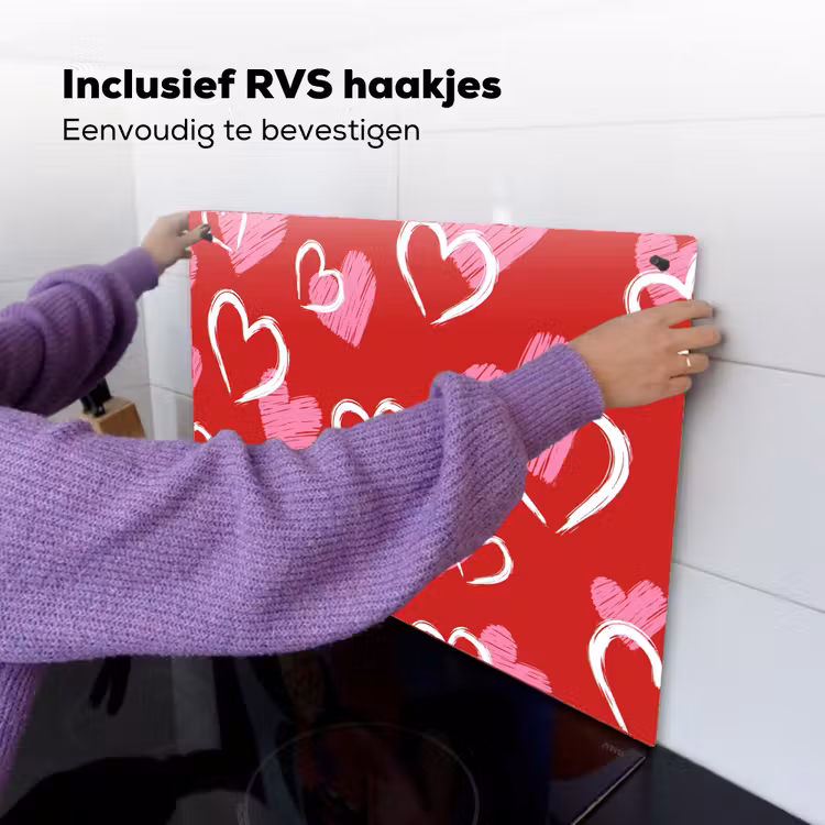 Patroon - Hartjes - Roze - Valentijn Inductie beschemer met haakjes klein -ky-ophangen-nl