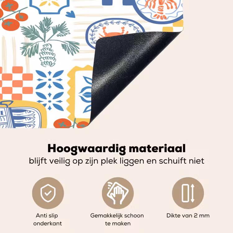 Zee - Sfeer - Tomaat - Mozaïek Inductie beschemer met haakjes klein 777 -ky-onderkant-nl