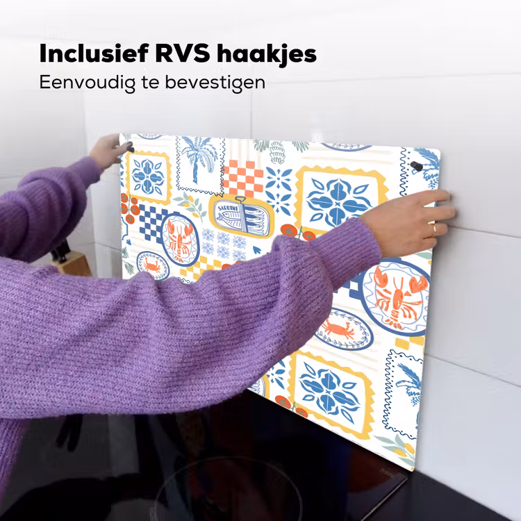 Zee - Sfeer - Tomaat - Mozaïek Inductie beschemer met haakjes klein 777 -ky-ophangen-nl