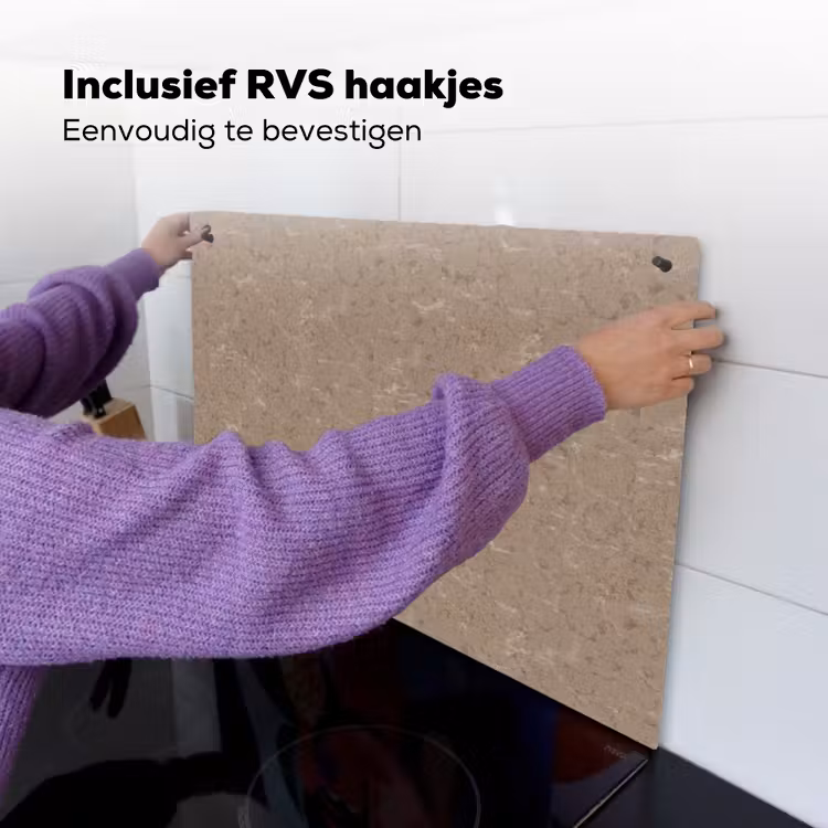 Patroon - Kalksteen - Beige Inductie beschemer met haakjes klein 777 -ky-ophangen-nl