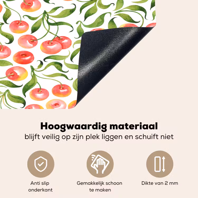 Patroon - Kersen - Wit Inductie beschemer met haakjes klein 777 -ky-onderkant-nl