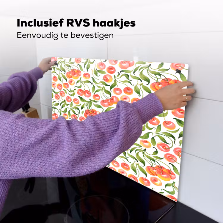 Patroon - Kersen - Wit Inductie beschemer met haakjes klein 777 -ky-ophangen-nl