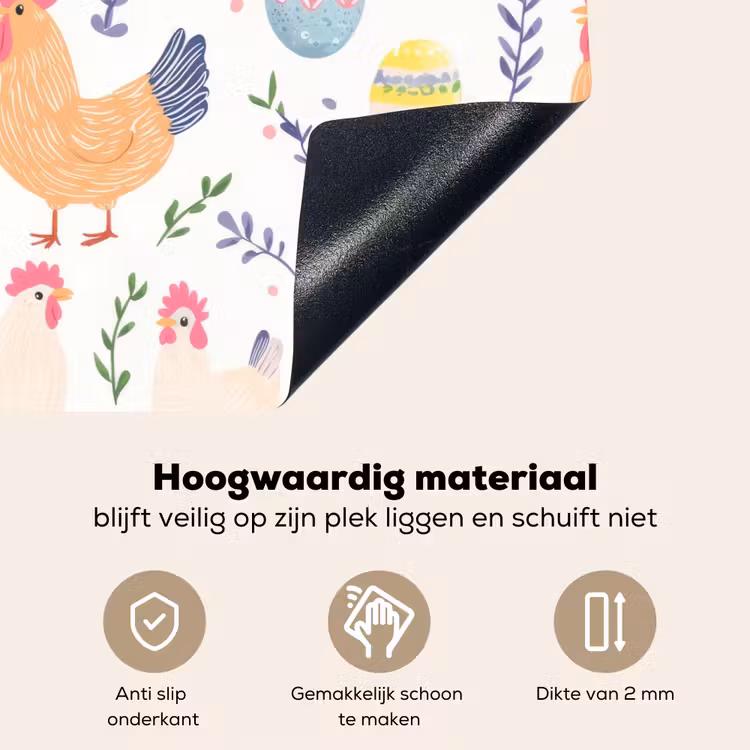 Patroon - Kip - Paaseieren Inductie beschemer met haakjes klein -ky-onderkant-nl