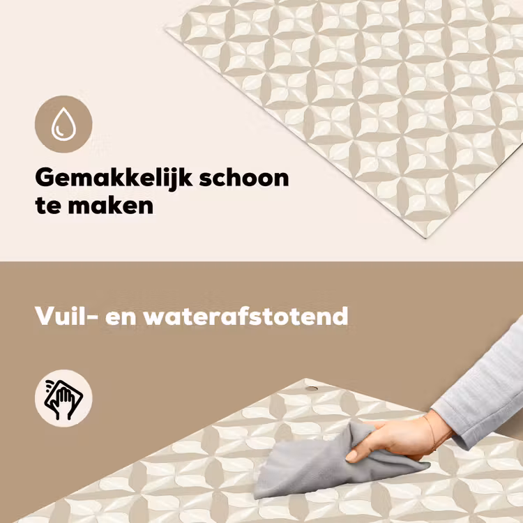 Patroon - Klassiek - Beige Inductie beschemer met haakjes klein 777 -ky-schoon-nl
