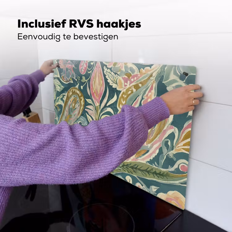 Patroon - Kleurrijk - Sierlijk - Groen Inductie beschemer met haakjes klein -ky-ophangen-nl