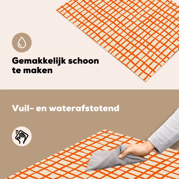 Patroon - Lijnen - Oranje Inductie beschemer met haakjes klein 777 -ky-schoon-nl