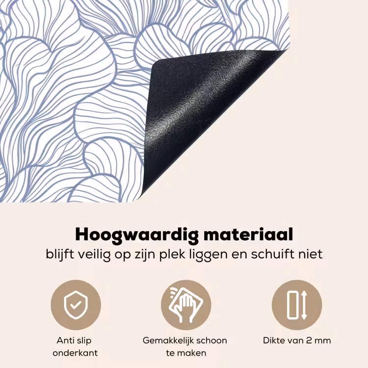 Patroon - Lijnen - Organisch - Abstract - Blauw Inductie beschemer met haakjes klein -ky-onderkant-nl