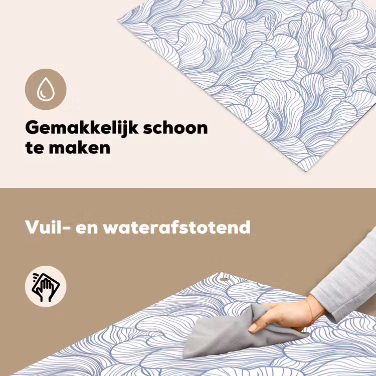 Patroon - Lijnen - Organisch - Abstract - Blauw Inductie beschemer met haakjes klein -ky-schoon-nl