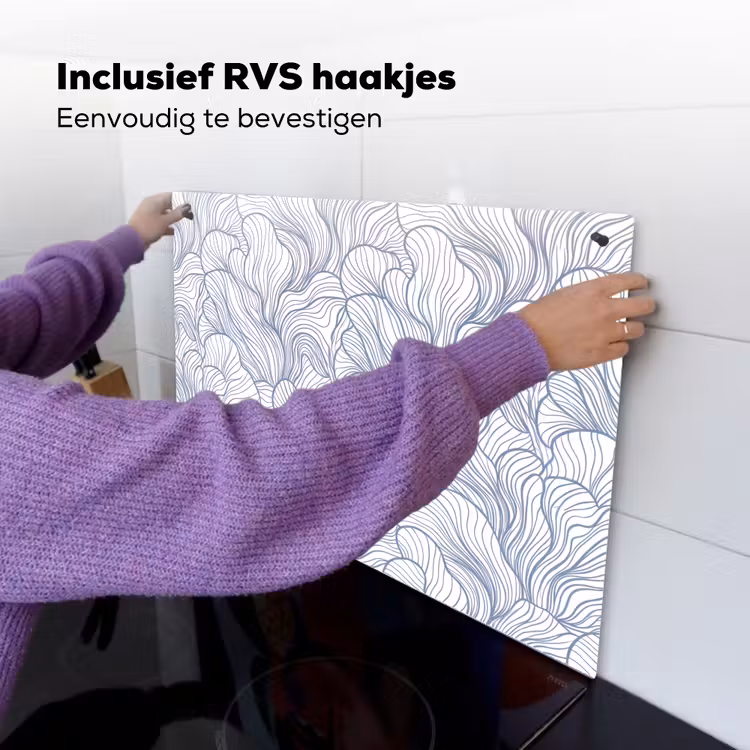 Patroon - Lijnen - Organisch - Abstract - Blauw Inductie beschemer met haakjes klein -ky-ophangen-nl