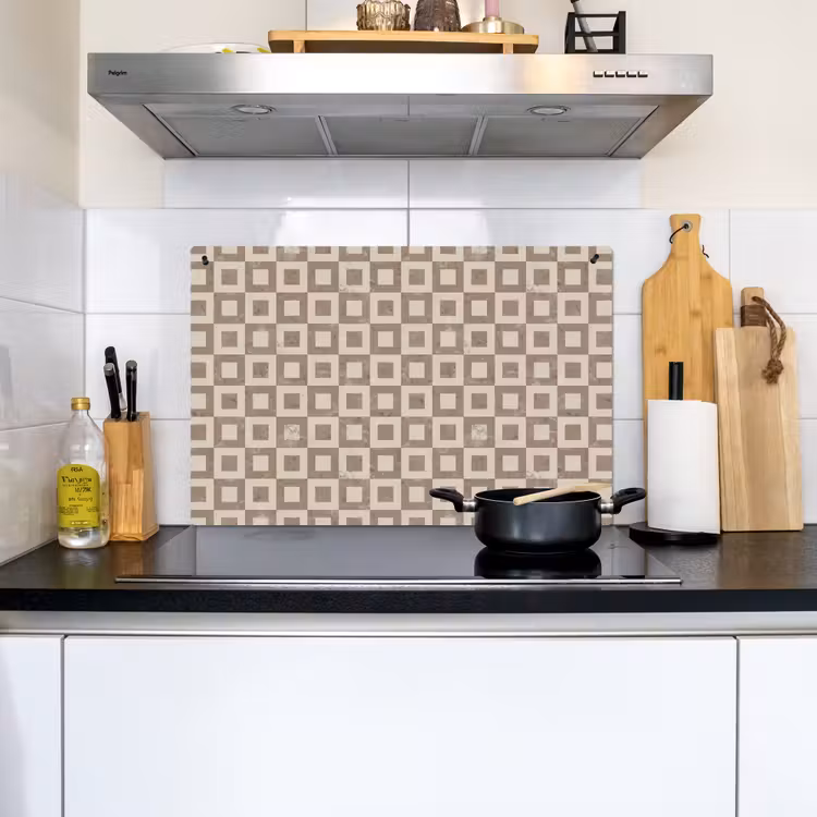 Patroon - Marmer - Beige Inductie beschemer met haakjes klein 777 -sfeer2