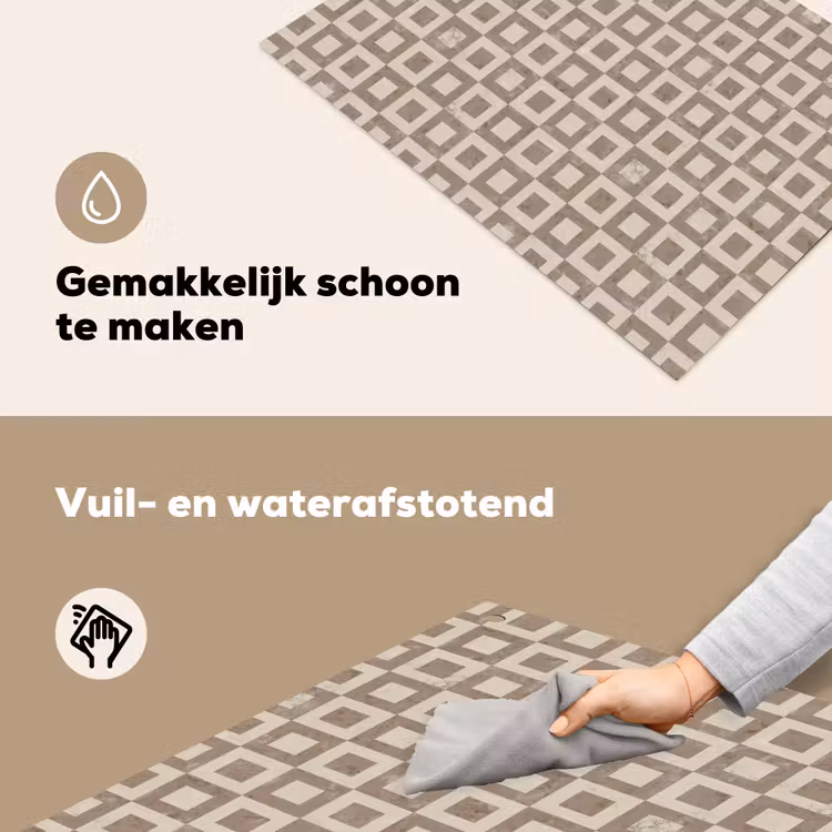 Patroon - Marmer - Beige Inductie beschemer met haakjes klein 777 -ky-schoon-nl