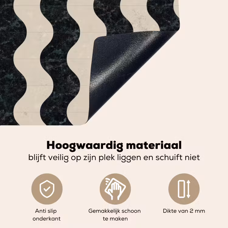 Patroon - Marmer - Groen - Cremé Inductie beschemer met haakjes klein 777 -ky-onderkant-nl
