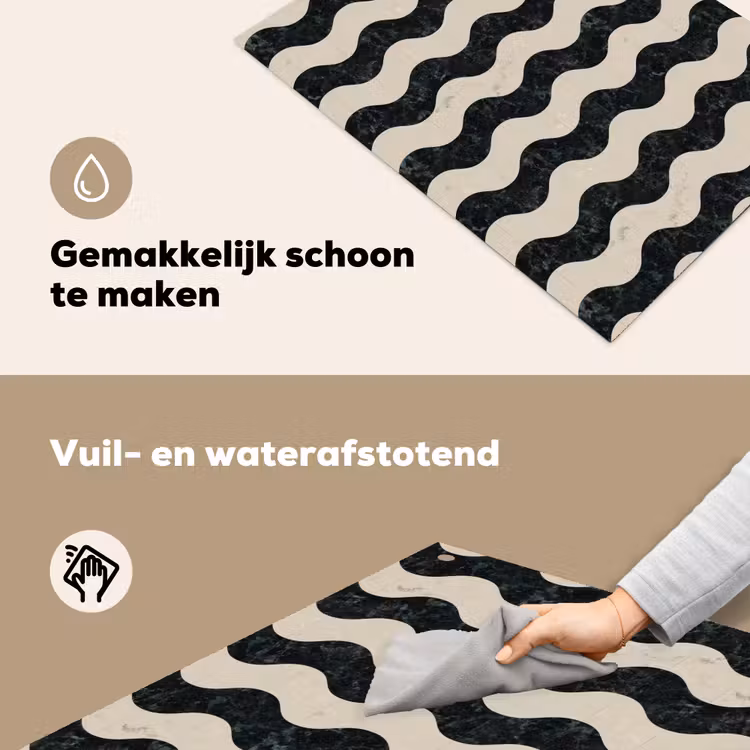 Patroon - Marmer - Groen - Cremé Inductie beschemer met haakjes klein 777 -ky-schoon-nl