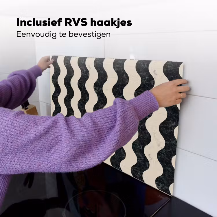 Patroon - Marmer - Groen - Cremé Inductie beschemer met haakjes klein 777 -ky-ophangen-nl
