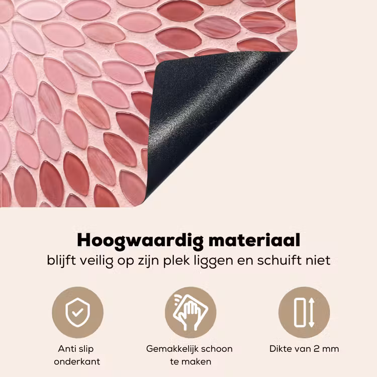 Patroon - Mozaïek - Ovaal - Abstract - Roze Inductie beschemer met haakjes klein -ky-onderkant-nl