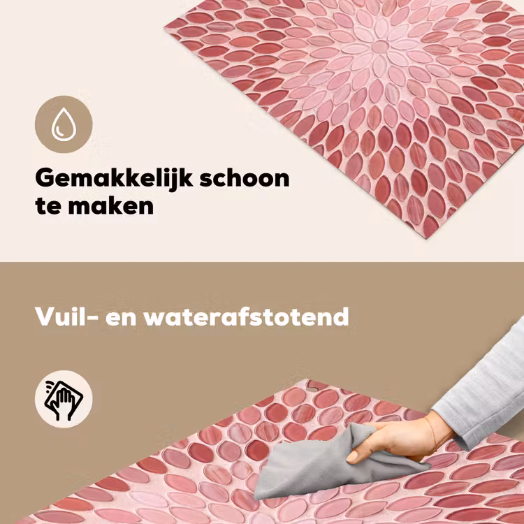 Patroon - Mozaïek - Ovaal - Abstract - Roze Inductie beschemer met haakjes klein -ky-schoon-nl