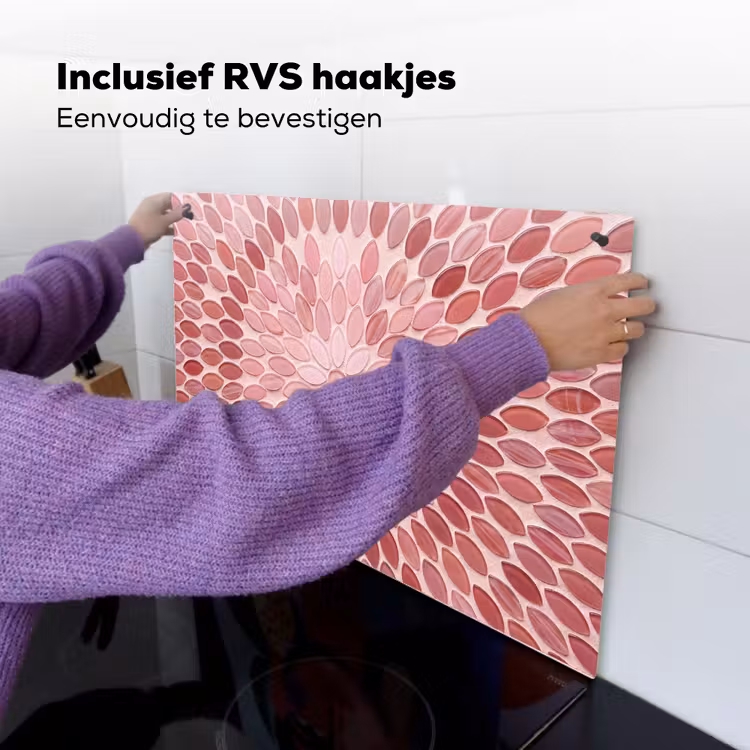 Patroon - Mozaïek - Ovaal - Abstract - Roze Inductie beschemer met haakjes klein -ky-ophangen-nl
