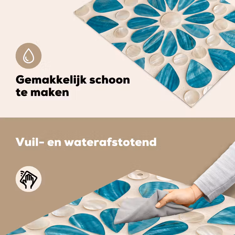 Patroon - Mozaïek - Schelpen - Abstract - Turquoise Inductie beschemer met haakjes klein -ky-schoon-nl